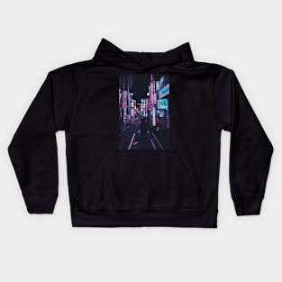 Experience the past, present, and future of Japan all in one neon-lit alleyway Kids Hoodie